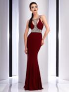 Clarisse - 2839 Bedazzled Halter Sheath Dress