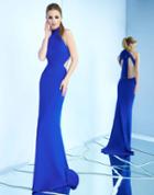 Ieena Duggal - 25403i Ribbon Accented High Halter Gown