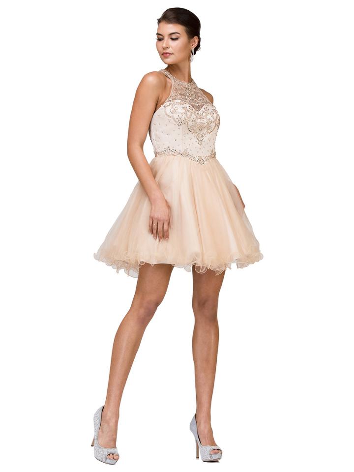 Dancing Queen - 2002 Embellished Illusion Halter A-line Dress
