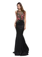 Dancing Queen - Embroidered Sheer Bodice Mermaid Dress 9874
