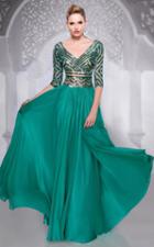 Mnm Couture - 8998 Captivating Sequined Quarter Sleeves Evening Gown