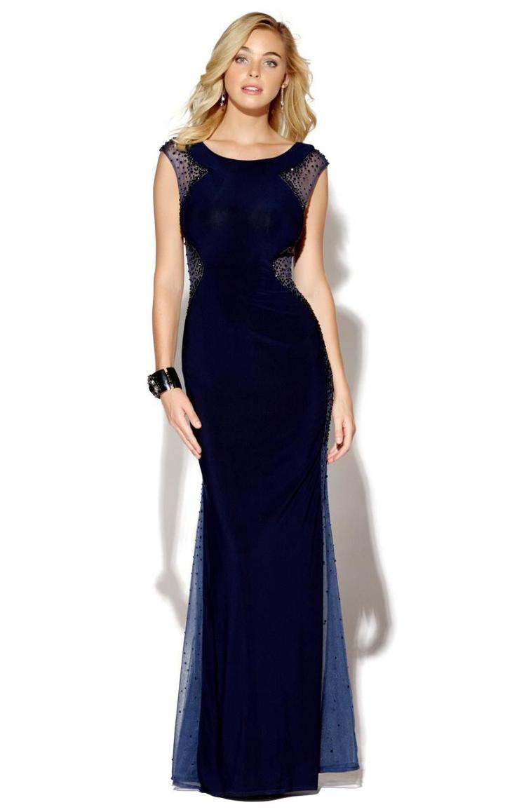 Jolene Collection - 16102 Bejeweled Sheer Panel Gown