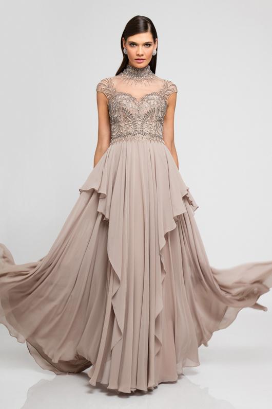 Terani Couture - 1721m4320 High Neckline Embellished Evening Gown