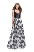 La Femme - 25976 Sleeveless Sweetheart Floral Print A-line Gown