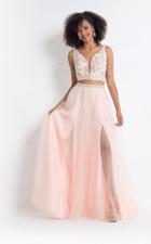 Rachel Allan - 6118 Beaded Deep V-neck A-line Dress