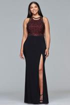 Faviana - 9425 Beaded Cut Out Jersey Evening Gown