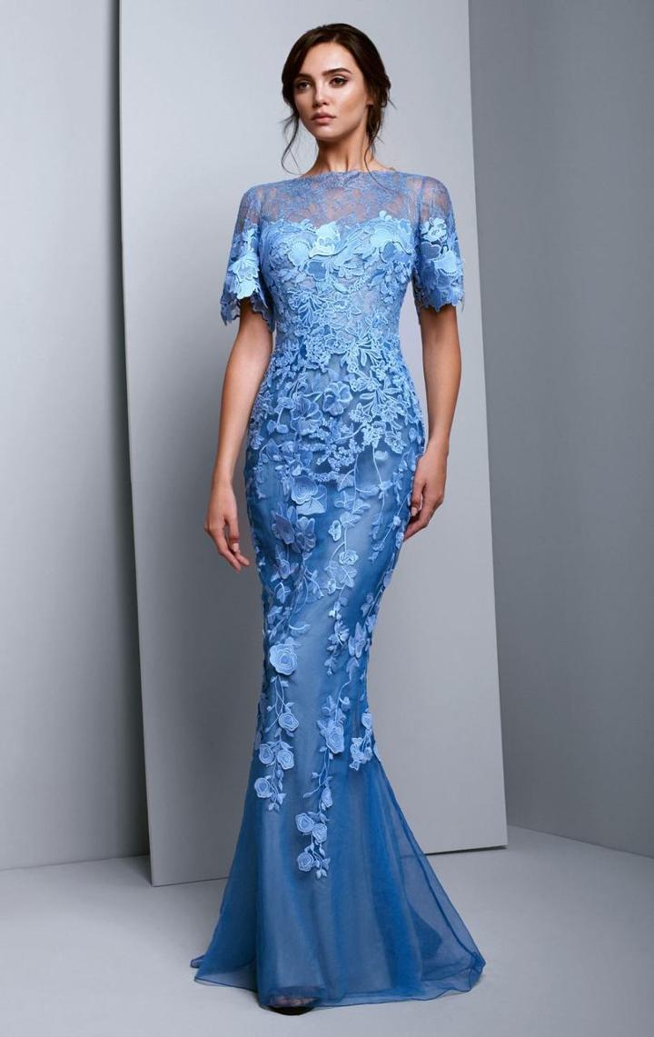 Beside Couture By Gemy - Bc1350 Floral Lace Embroidered Mermaid Dress
