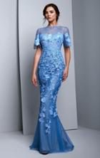 Beside Couture By Gemy - Bc1350 Floral Lace Embroidered Mermaid Dress