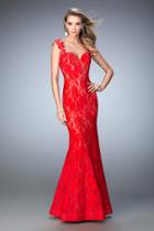 La Femme - 22617 Lacy Sleeveless Mermaid Evening Gown