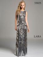 Lara Dresses - Sparkling Bateau Neck Long Sheath Gown 33025