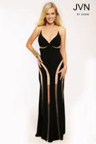 Jovani - Gorgeous Deep V-neckline Dress In Open Back With Sheer Panels Jvn98602