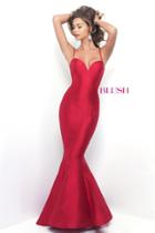 Blush - Spaghetti Straps Sweetheart Mermaid Gown 11285
