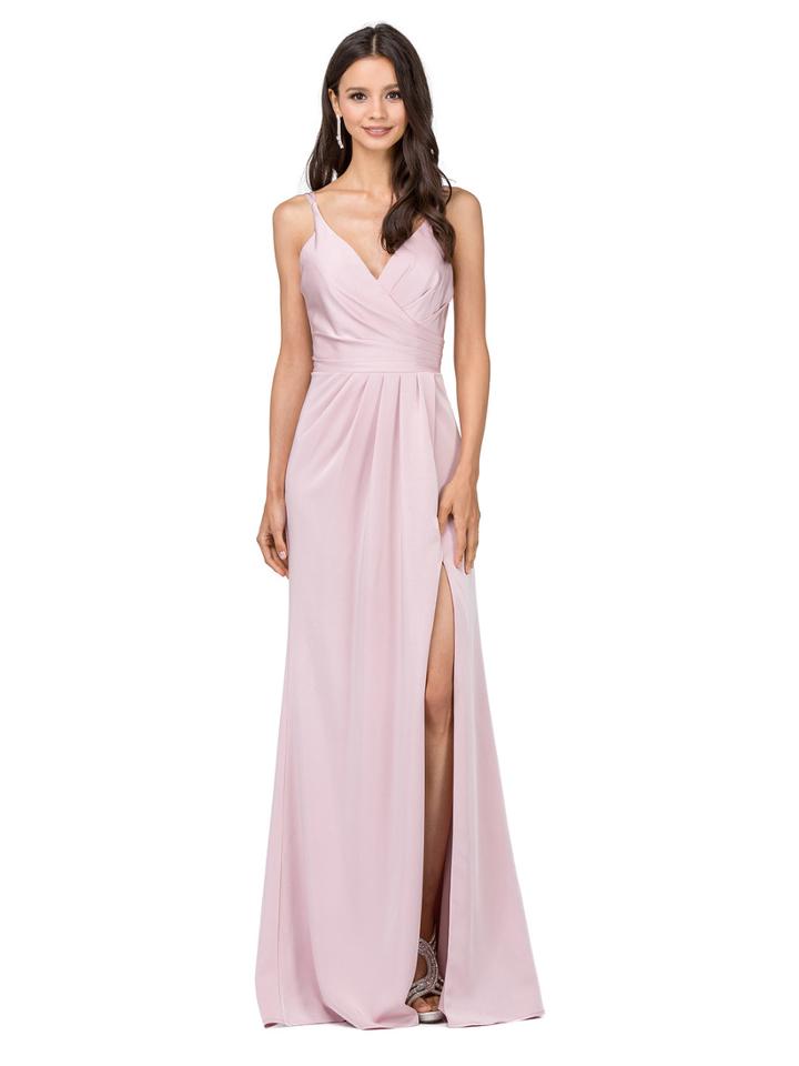 Dancing Queen - Surplice Bodice High Slit Sheath Gown