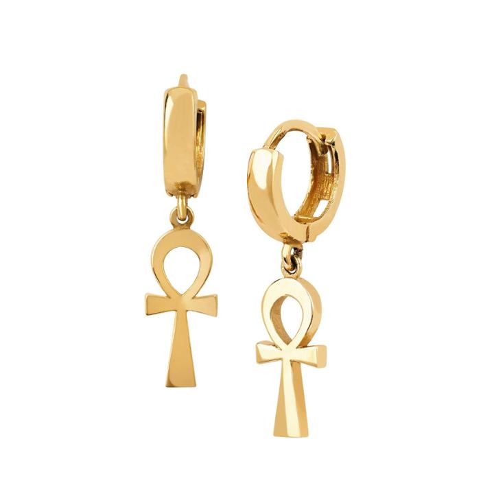 Logan Hollowell - New! Solid Eternal Ankh Cross Hoop Earrings