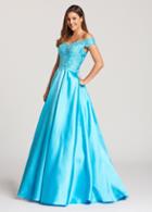 Ellie Wilde - Ew118152 Beaded Off Shoulder A-line Dress