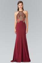 Elizabeth K - Embellished Halter Neck With Sheer Back Gown Gl2328