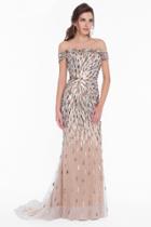 Terani Couture - 1823gl7540 Metallic Rectangle Embellished Sheath Gown