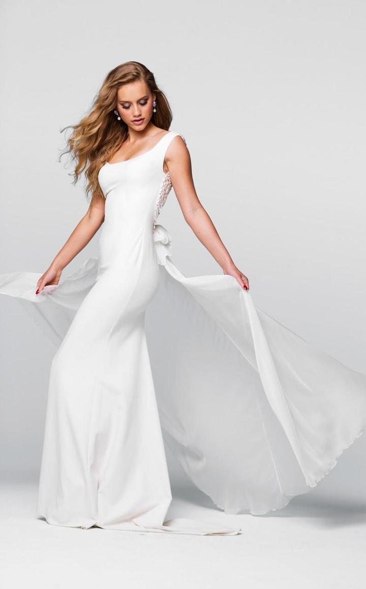 Tarik Ediz - Bedazzled Scoop Neck Dress 50055
