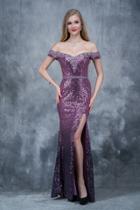 Nina Canacci - 1361 Embellished Off Shoulder Sheath Dress