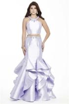 Jolene Collection - 17112 Two Piece Halter Ruffled Mermaid Gown
