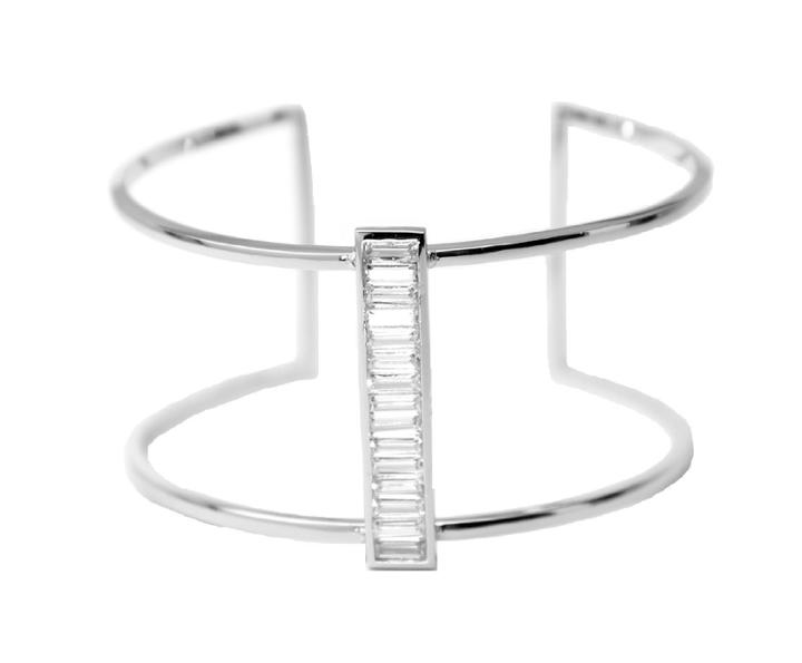 Rachael Ryen - Baguette Cuff Bracelet In Silver