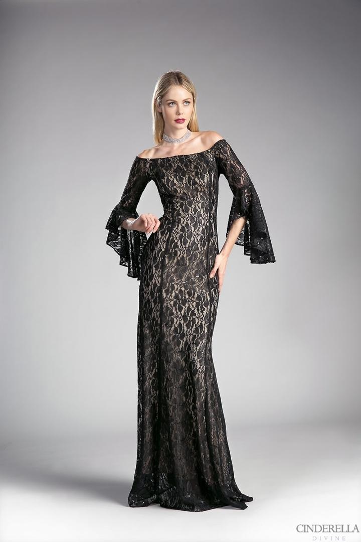 Cinderella Divine - Lace Long Bell Sleeve Sheath Dress