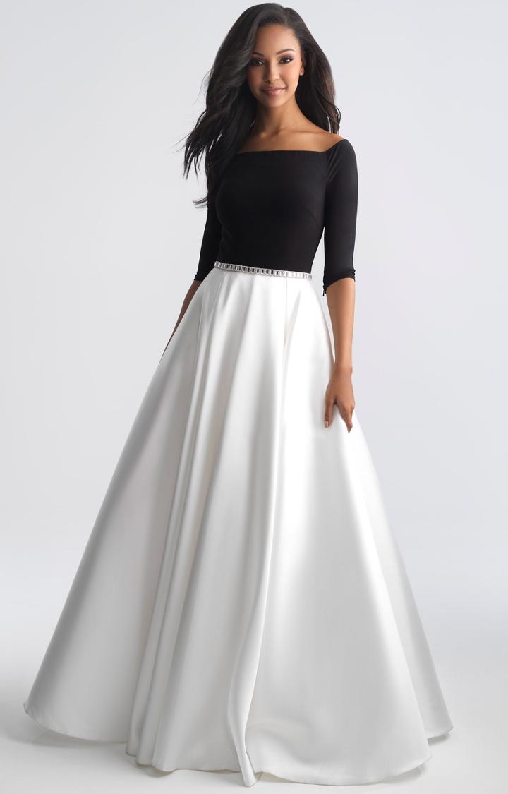 Madison James - 18-808m Quarter Sleeve Off-shoulder Ornate Ballgown