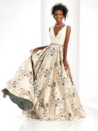 Clarisse - 4973 Lace V-neck Floral Gown