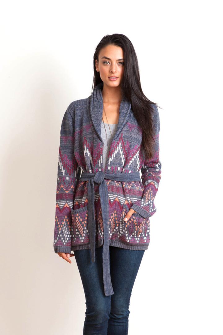 Goddis - Florence Jacquard Boyfriend Cardigan In Blue Karma