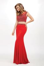 Jovani - Jvn33699 Cap Sleeve Adorned Two-piece Gown