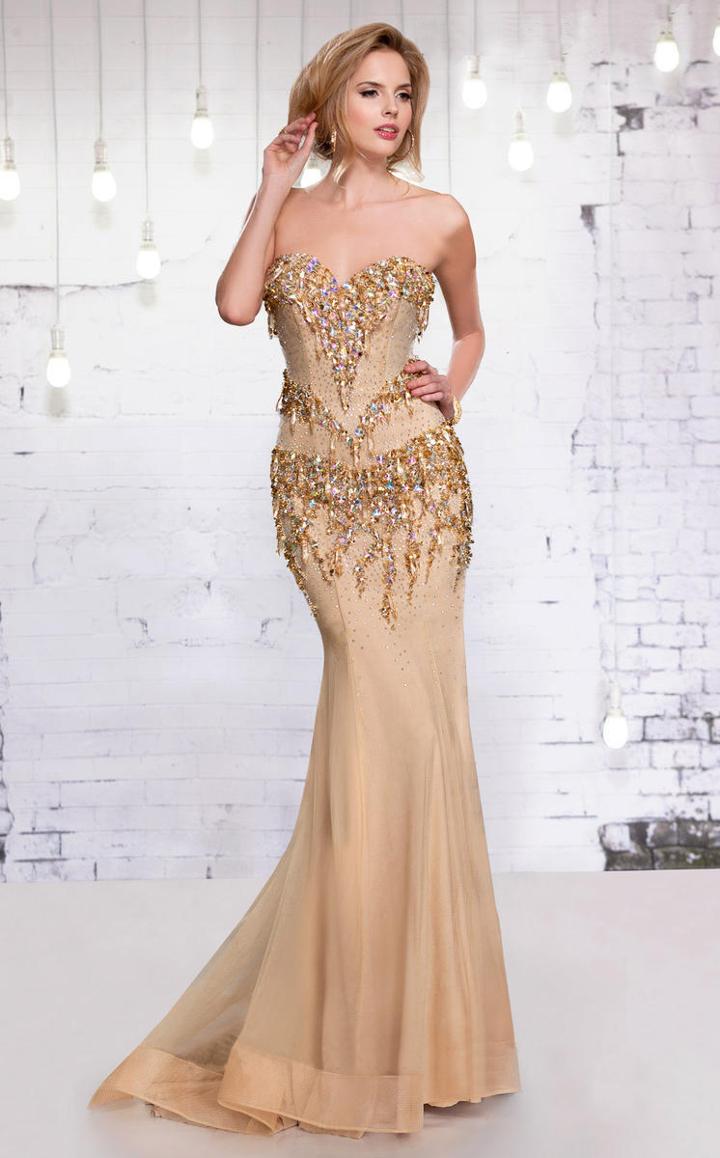 Mnm Couture - 9147 Strapless Crystallized Evening Gown