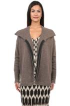 White + Warren - Curved Hem Cardigan In Bark