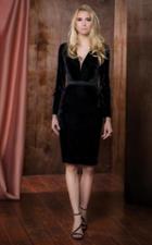 Colors Dress - 1779 Long Sleeve Velvet Sheath Dress