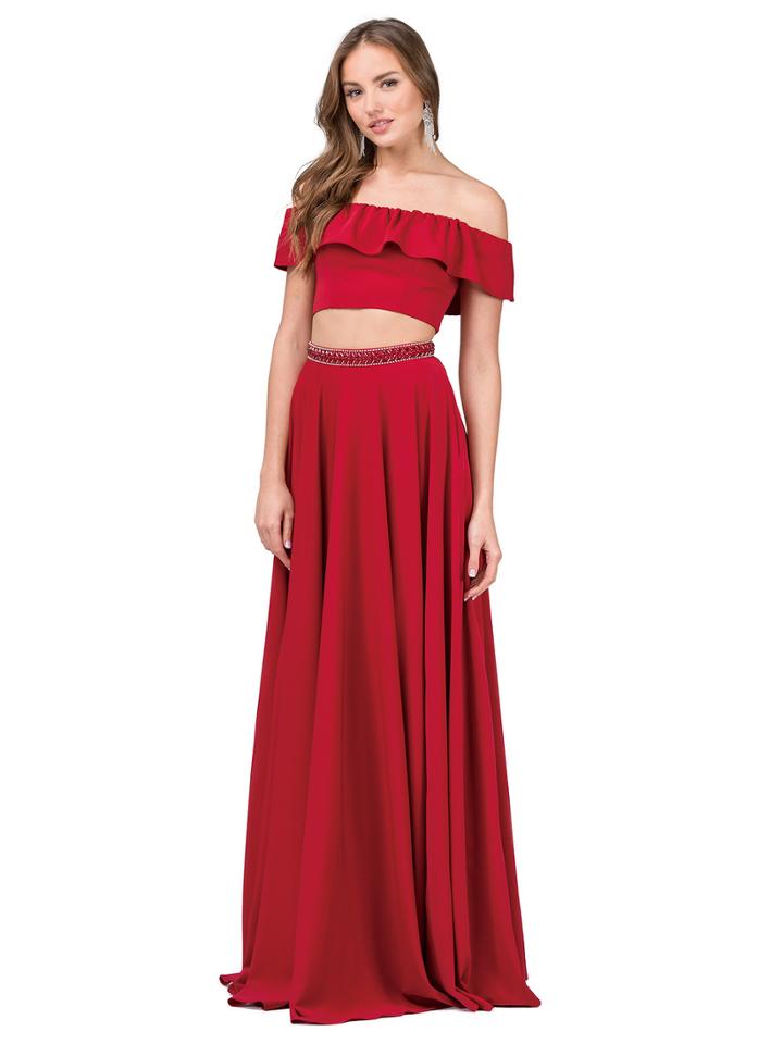 Dancing Queen - Off-shoulder Two-piece A-line Gown