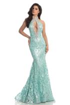 Johnathan Kayne - 8239 Sequined Lace High Halter Mermaid Dress
