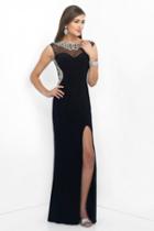 Intrigue - Illusion Bateau Neckline Crystal Embellished Dress 146