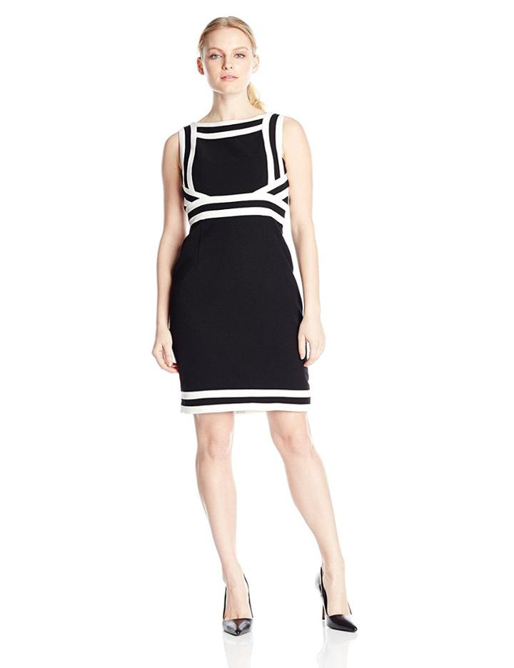Adrianna Papell - 12253062 Banded Bateau Neck Sheath Dress