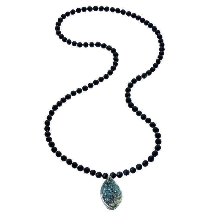 Heather Hawkins - Rockabye Drusy Necklace In Matte Black Onyx