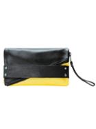 Mofe Handbags - Trifecta Hand Strap Clutch Black/yellow/gunmetal / Genuine Leather