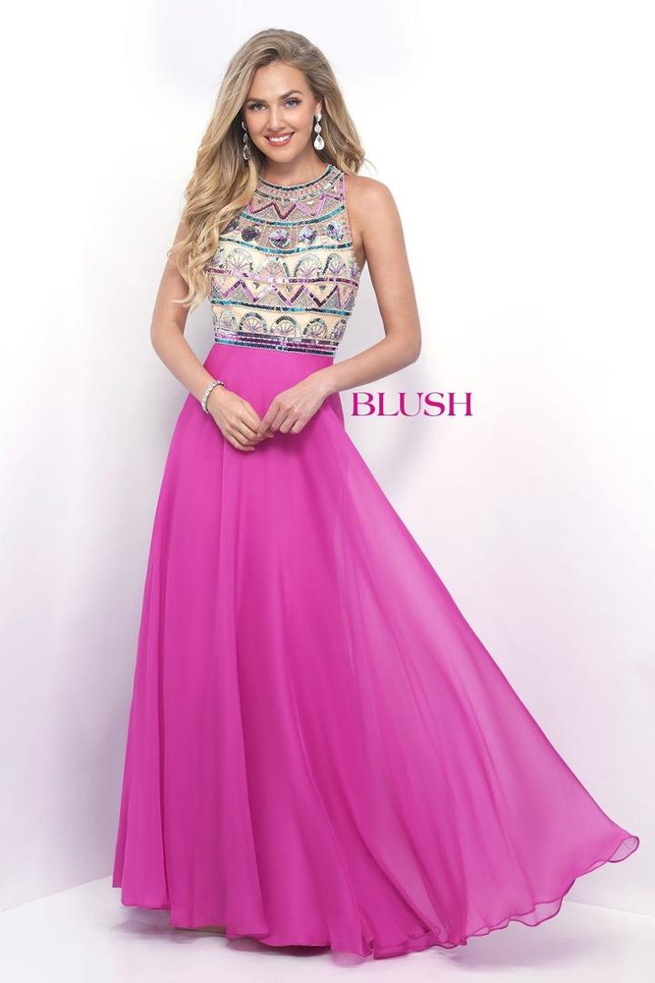 Blush - Polychromatic High Illusion A-line Gown 11349