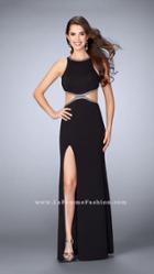 La Femme - Dazzling Halter Neck Cutout Jersey Dress 23418