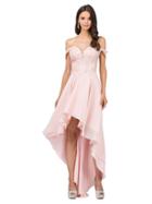 Dancing Queen - Off Shoulder Beaded High Low Dress
