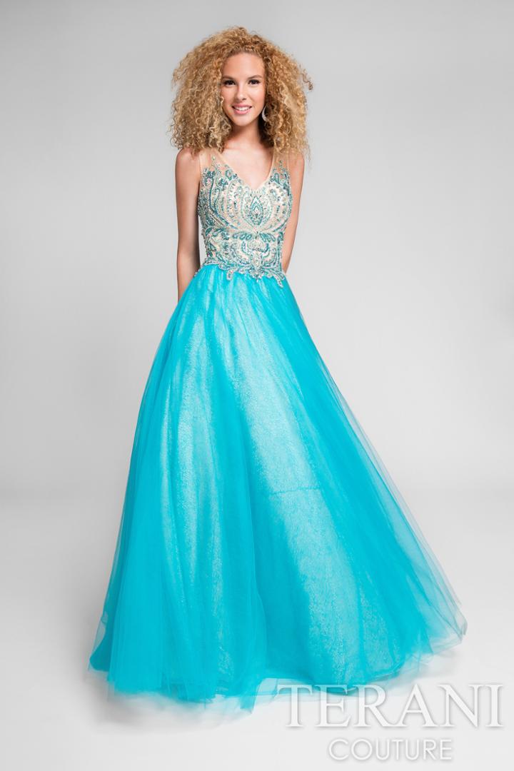 Terani Prom - Elegant Beaded V-neck Polyester Ballgown Dress 1711p2846