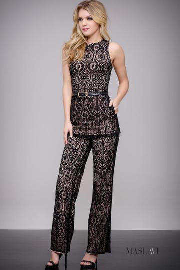 Jovani - M621 Sleeveless Lace Pantsuit