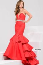 Jovani - Crystal Embellished Sweetheart Ruffled Mermaid Gown 32630