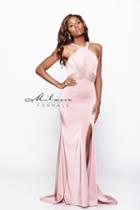 Milano Formals - Sleeveless High Neck Lace Embellished Fit And Flare Long Dress E2043