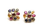 Tresor Collection - Multicolor Tourmaline, Tanzanite And Diamond Stud Earrings In 18k Yellow Gold