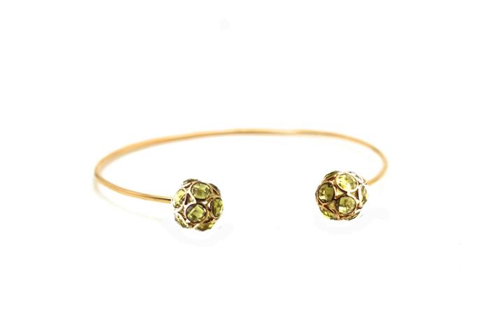 Tresor Collection - Peridot Oregami Ball Bangle In 18k Yellow Gold
