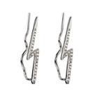 Ashley Schenkein Jewelry - Brooklyn Diamond Rhodium Ear Climbers Lightening Bolt