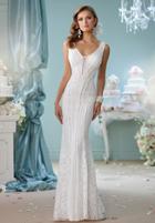 Enchanting By Mon Cheri - 116138 Lace Deep V-neck Tulle Jersey Trumpet Dress